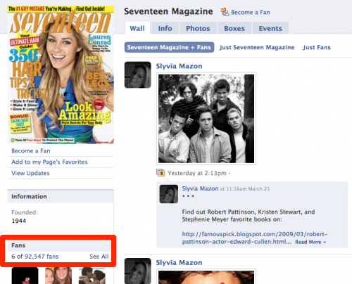 Seventeen Mag Likes 2009